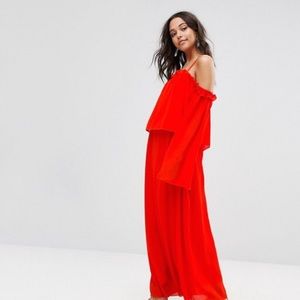 Boohoo Cold Shoulder Angel Sleeve Maxi Dress